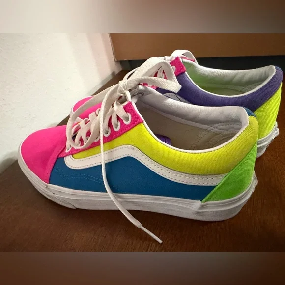 Vans Old Skool Neon Color-Block Skate Shoe M 7.5 W9 tennis shoes sneakers - Picture 6 of 8